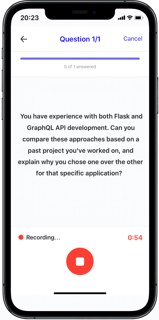 AI interview Question Screen