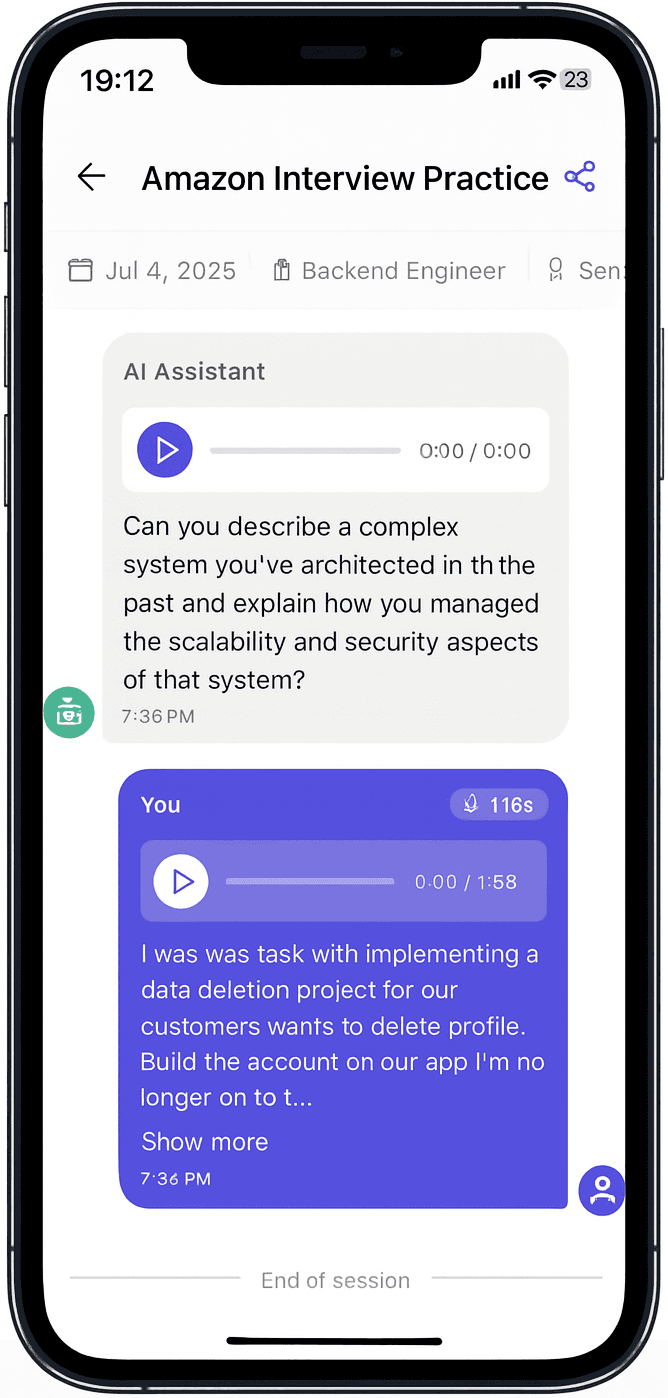 AI interview Answer Screen