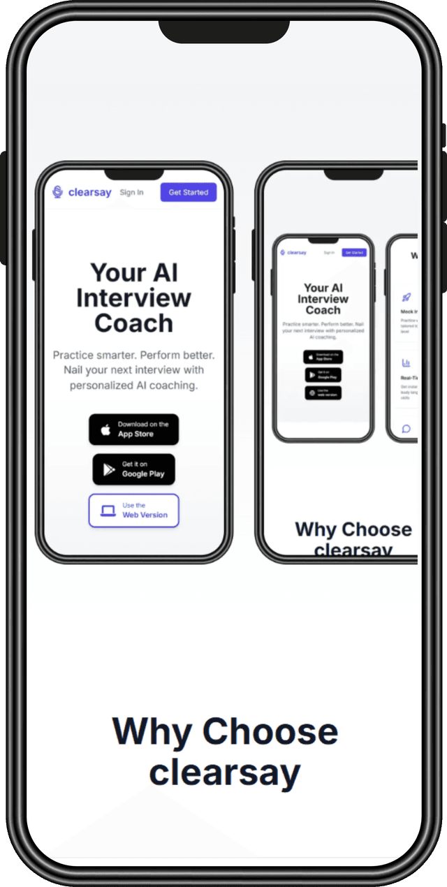 Mobile Showcase screen